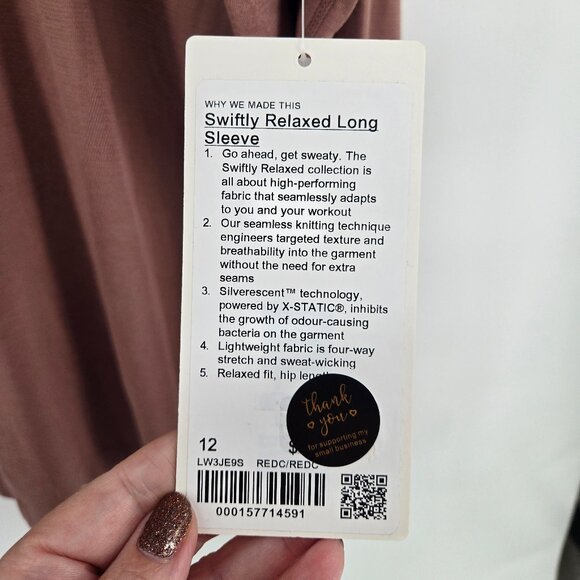 NWT Lululemon Swiftly Relaxed Long-Sleeve Shirt Updated Fit - 12 Red Clay - Picture 5 of 8